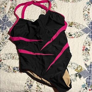 Black and Pink Women's Slimming Swimsuit